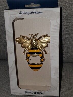 Tommy Bahama Gold and Black Striped Bumble Bee Bottle Opener, with Box, Metal